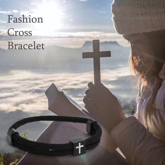 Men Rope Bracelets Nautical Cross Handmade Adjustable Nylon Jewelry - Picture 6 of 6